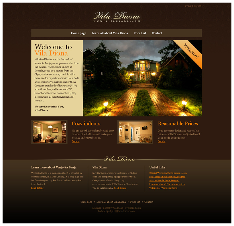 Web page design, Vila Diona