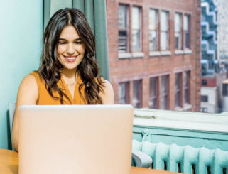 woman on computer
