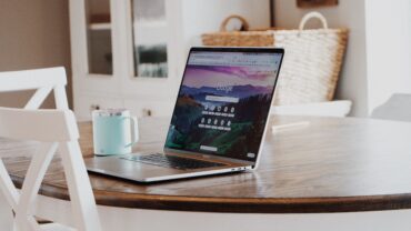 Laptop on a table