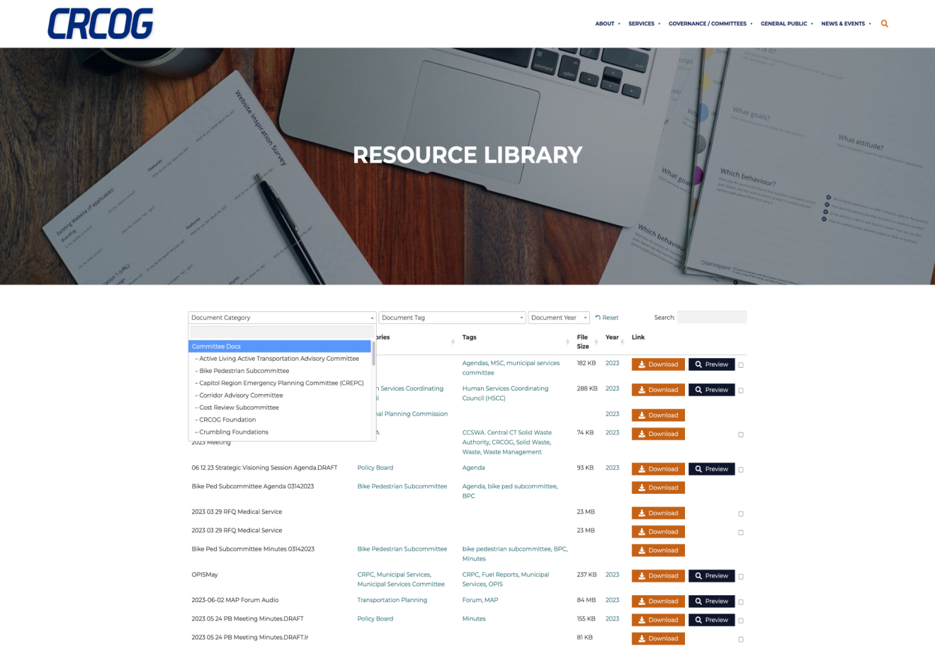 CRCOG Document Library