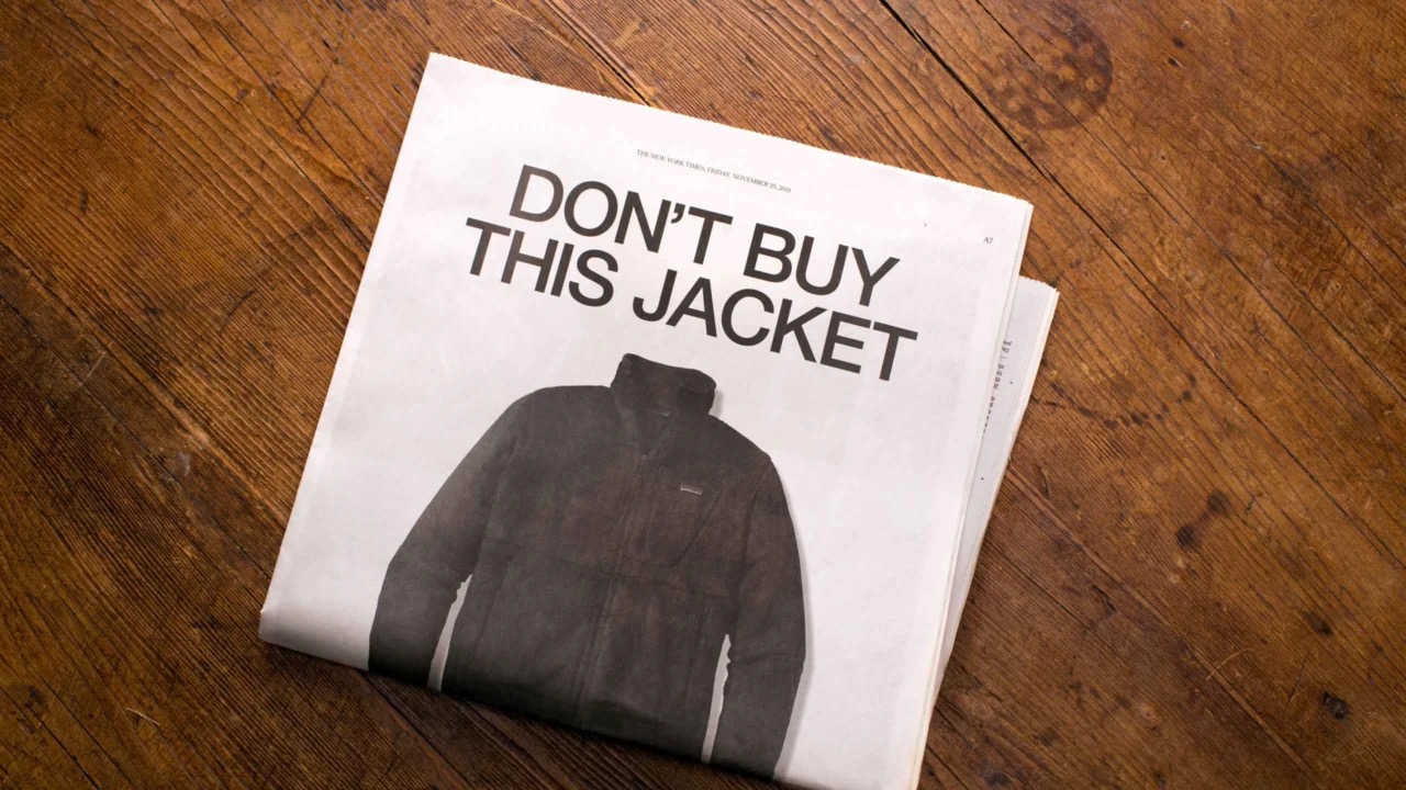 Newspaper headline for Patagonia "Don't Buy This Jacket" campaign