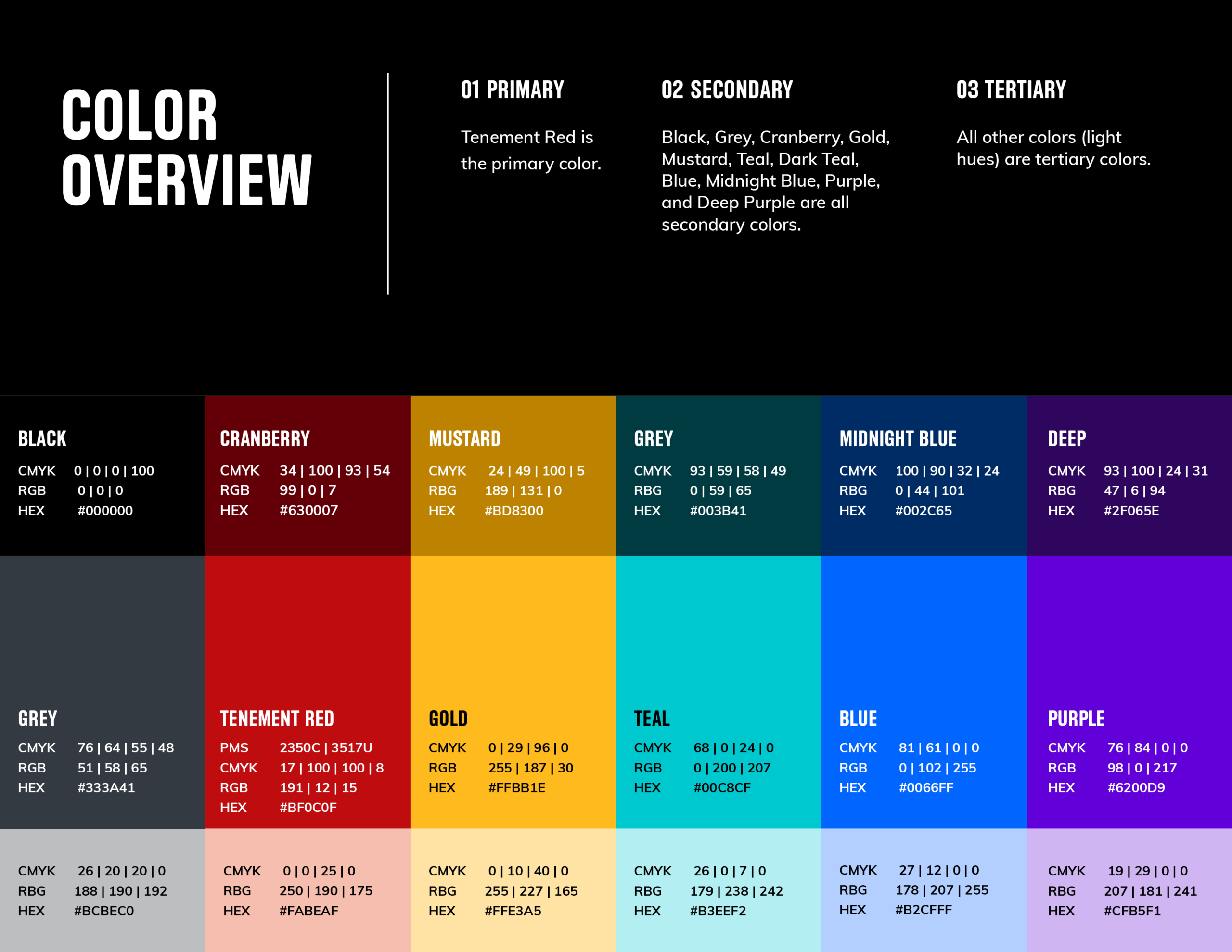 Tenement Brand Update Color Guide