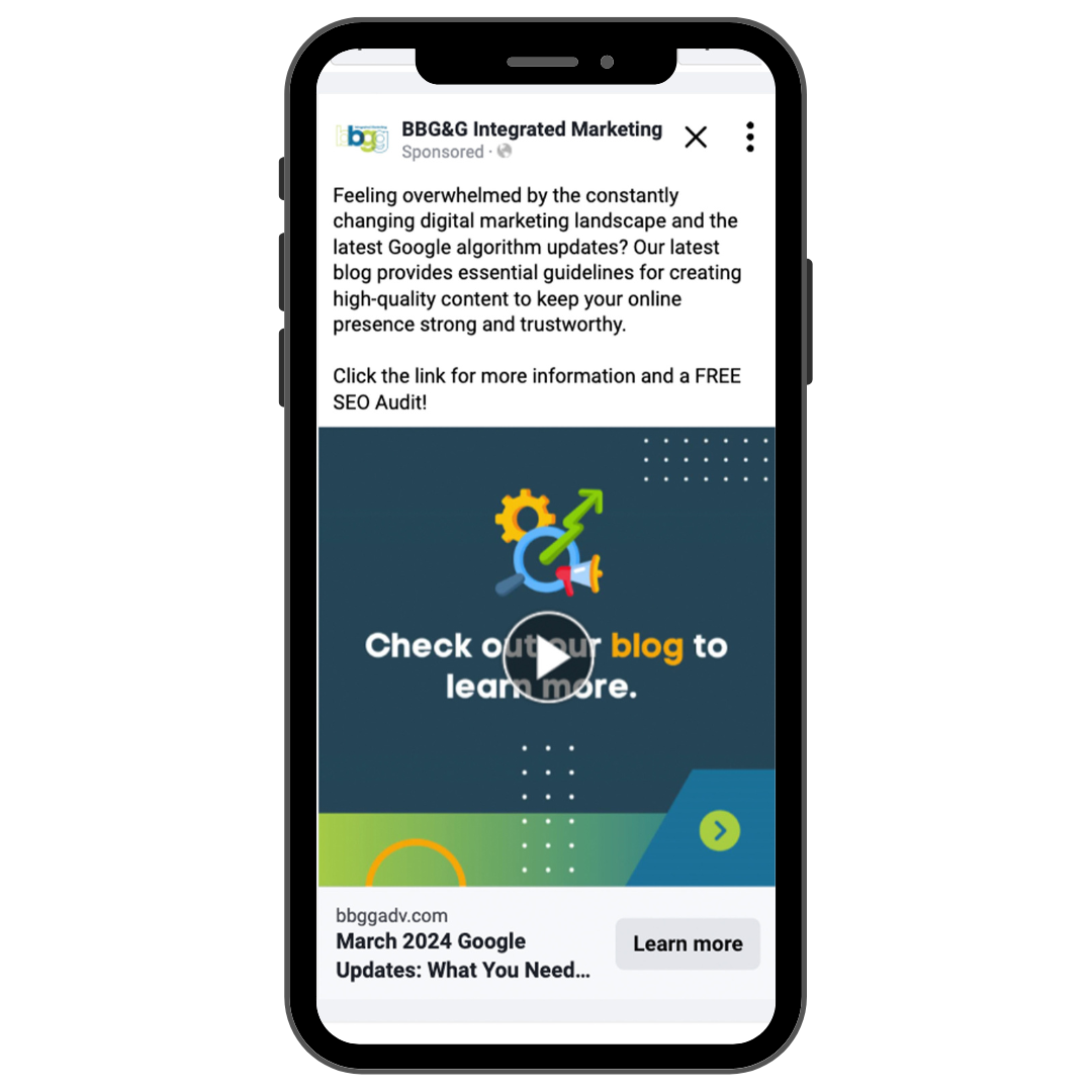 Phone mockup of BBG&G Video ad