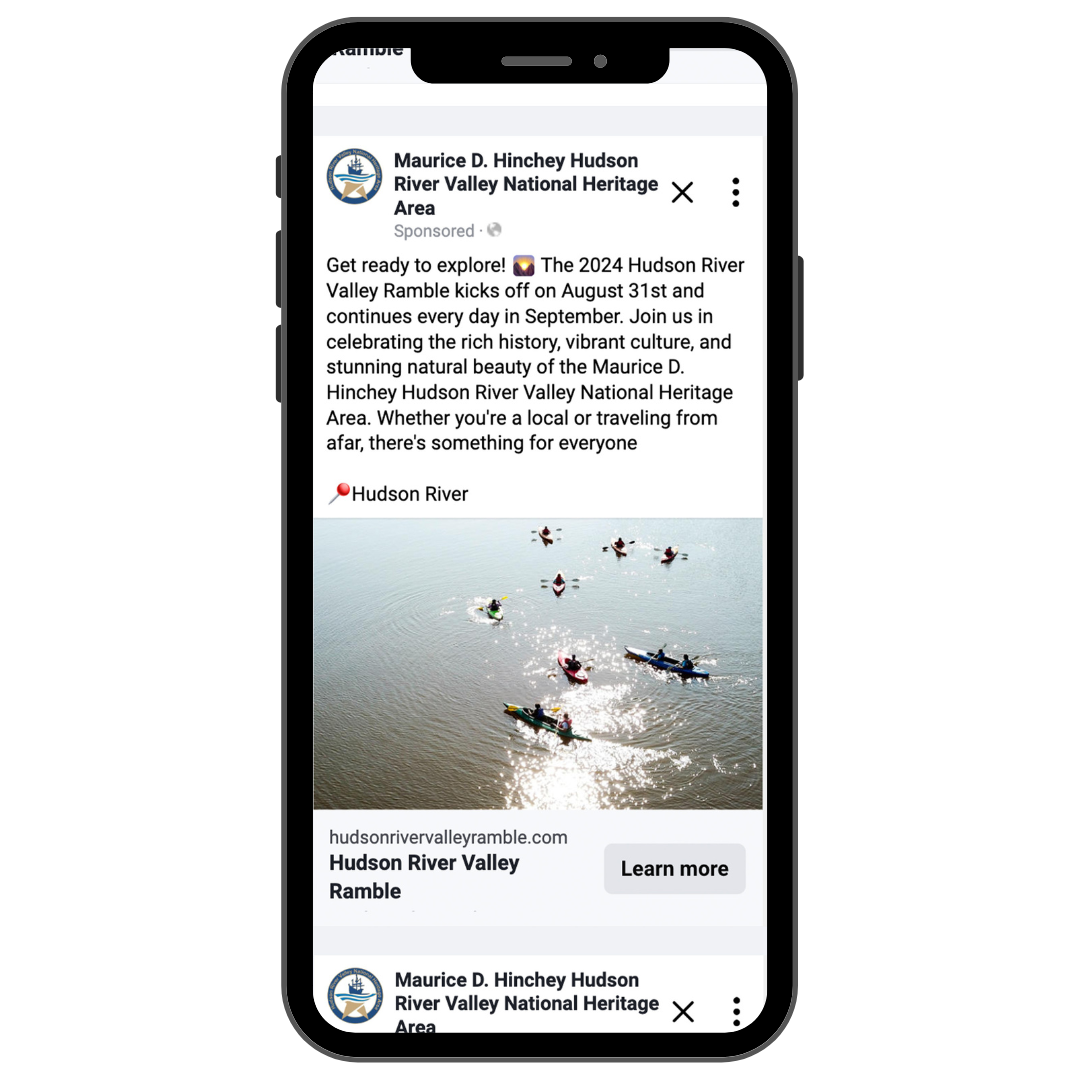 Phone mockup of Hudson River Valley National Heritage Area ad