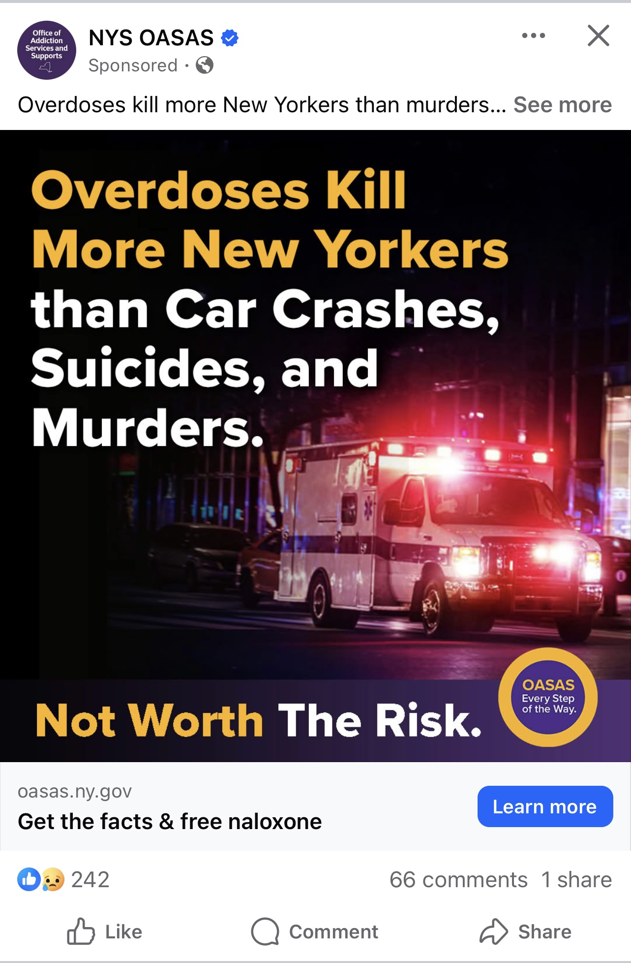 Screenshot In-feed OASAS FB ad
