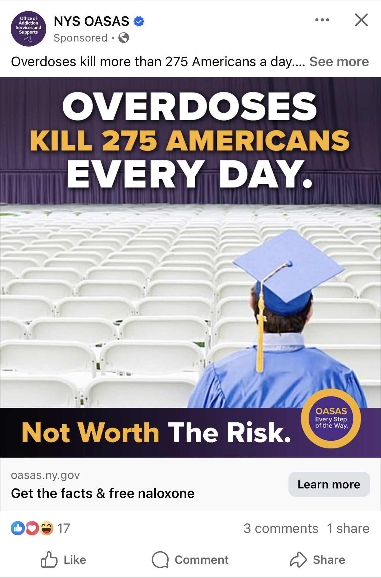 Screenshot In-feed OASAS FB ad