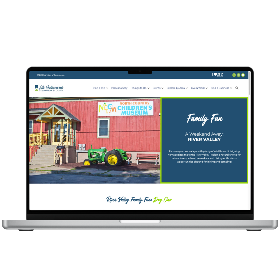 SLC Itinerary Mockup St Lawrence County itinerary mockup on laptop