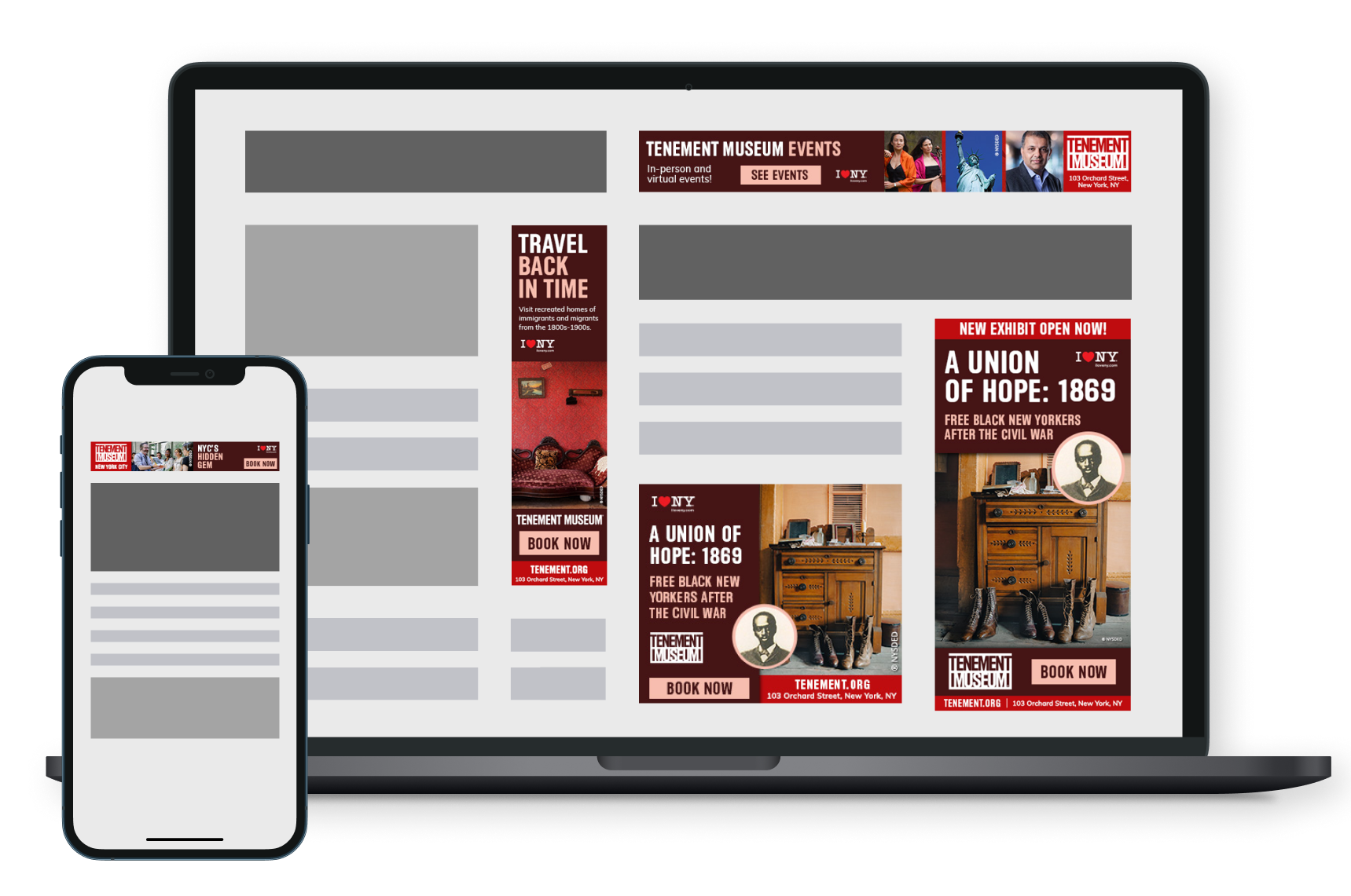 Tenement Laptop and Mobile Display Ads responsive mockup